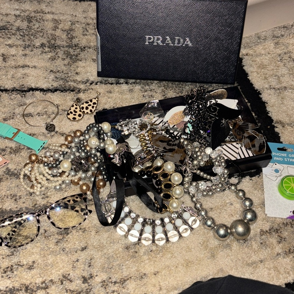 Huge box of misc jewelry and such